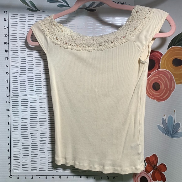 Ralph Lauren Tops - Ralph Lauren Cream Crochet Yoke Sleeveless Tank